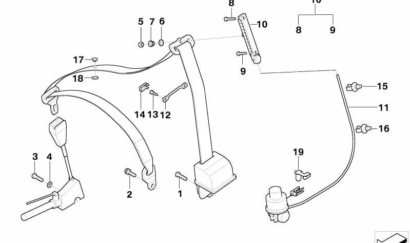 Cable de puerta delantero izquierdo OEM 72118125857 para BMW E39, E38. Original BMW