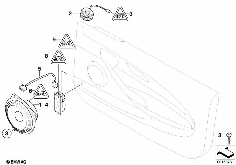 Tweeter speaker for BMW 6 Series E63, E63N, E64, E64N (OEM 65137839248). Original BMW