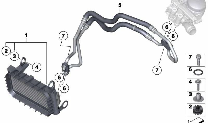 Conductos de refrigeración de aceite del motor para BMW E89 (OEM 17227585927). Original BMW