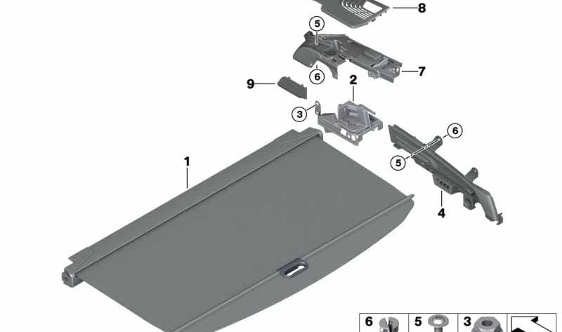 Guia deslizante direita OEM 51477450974 para BMW G01, G08, F97. BMW originais.