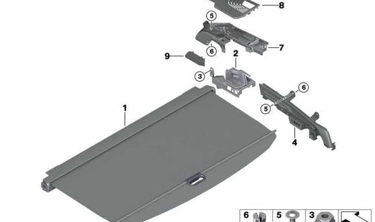 Guia deslizante direita OEM 51477450974 para BMW G01, G08, F97. BMW originais.