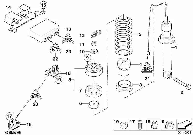 Resorte helicoidal trasero para BMW E63 (OEM 33532283077). Original BMW.