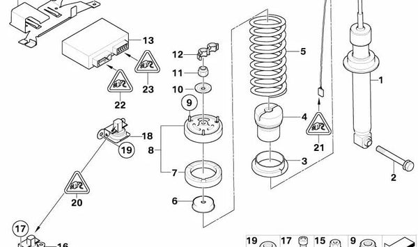 Muelle de suspensión trasero OEM 33532284089 para BMW E63, E64. Original BMW.