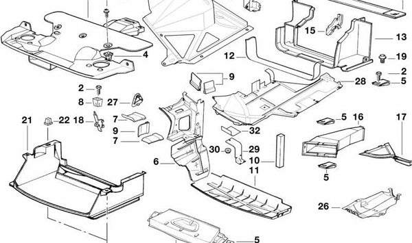 Guía de aire derecha para BMW E36 (OEM 51712492190). Original BMW