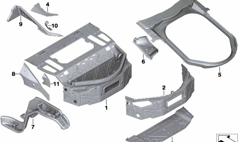 Rechte Längsträgerverstärkung für BMW I12, I12N (OEM 41007305684). Original BMW