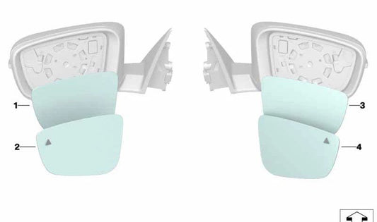 OM 51167407166 Rechts rechter Spiegelkristall für BMW F90, G30, G31, G38, G32, G11, G12, F91, F92, F93, G14, G15, G16. Original BMW.