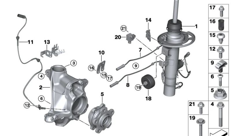 Corrector de Inclinación del Portamanguetas Izquierdo para BMW G01, G08, G02 (OEM 31216882595). Original BMW