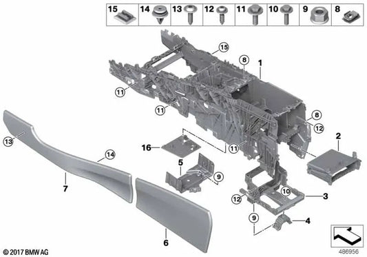 Revestimiento consola central trasera derecha para BMW F15, F85, F16, F86 (OEM 51166834716). Original BMW