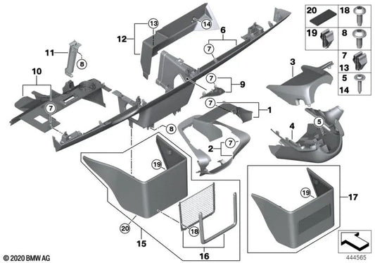 Revestimiento columna de dirección inferior para BMW I01, I01N (OEM 51459285065). Original BMW.