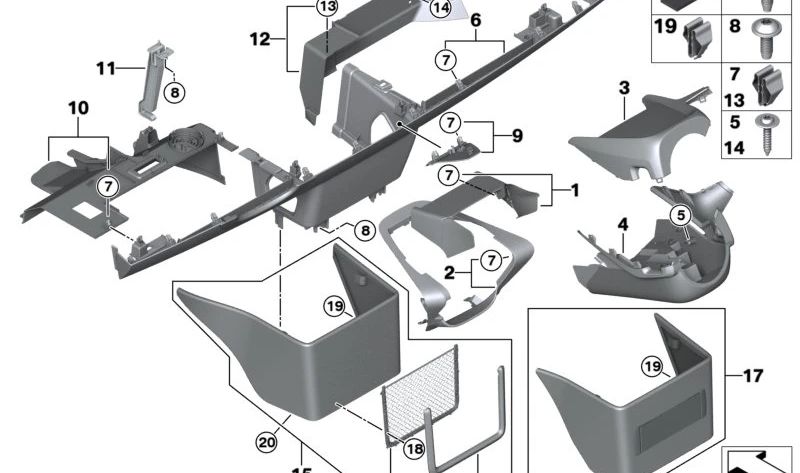 Cubierta de la columna de dirección OEM 51459282951 para BMW i3 (I01). Original BMW.