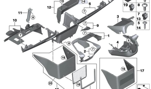 Revestimiento del reposapiés conductor OEM 51459283030 para BMW i3 (I01). Original BMW.