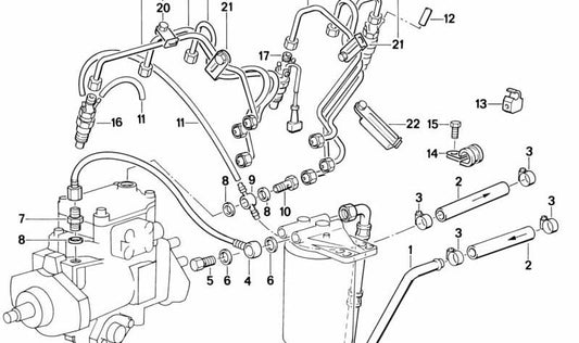 Tubería de inyección OEM 13532242532 para BMW E30, E28, E34. Original BMW.