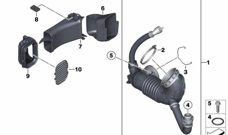 Tubo de Aire Limpio para BMW Serie 3 F30, F31 (OEM 13718574783). Original BMW