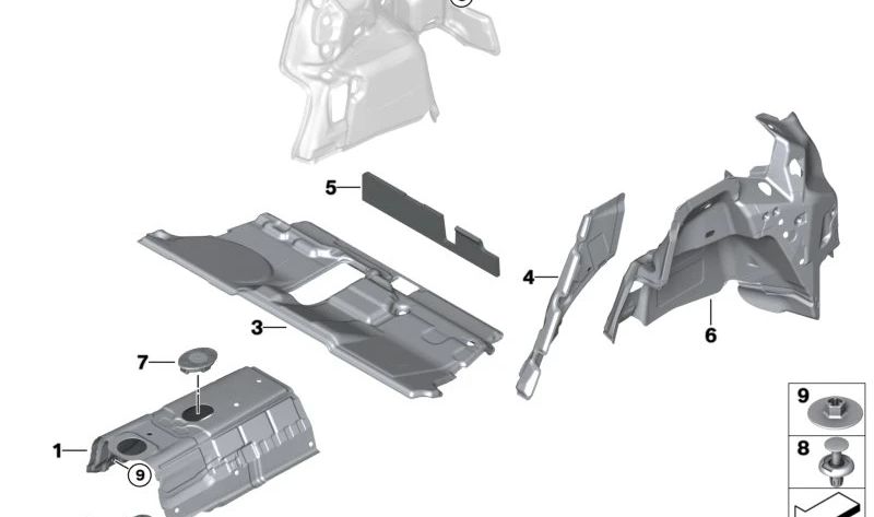 Aislamiento acústico del maletero izquierdo para BMW U06 (OEM 51487952285). Original BMW.