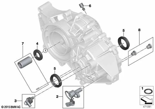 Sello de eje para BMW Serie 2 F45, F45N, X1 F48N, F49, F49N, X2 F39 (OEM 27208679866). Original BMW