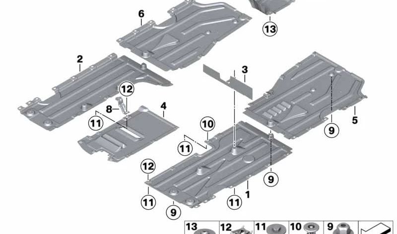 Protettore inferiore inferiore OEM 51757213671 per BMW F25, F26. BMW originale.