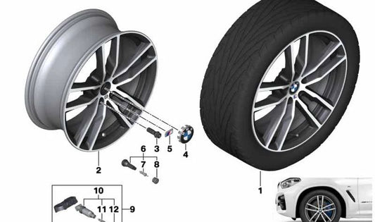 Rueda de Disco de Aleación Ferricgrey para BMW G01, G08, G02 (OEM 36108746987). Original BMW