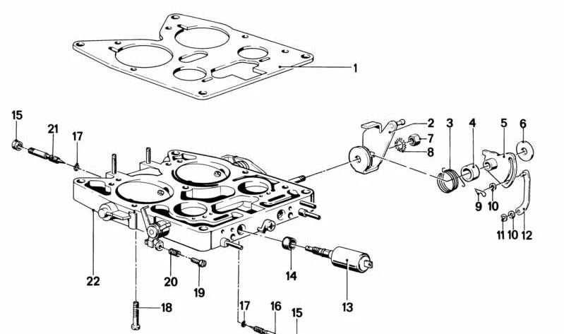 Brida de aislamiento para BMW Serie 3 E21, Serie 5 E12, Serie 6 E24, Serie 7 E23 (OEM 13111709904). Original BMW