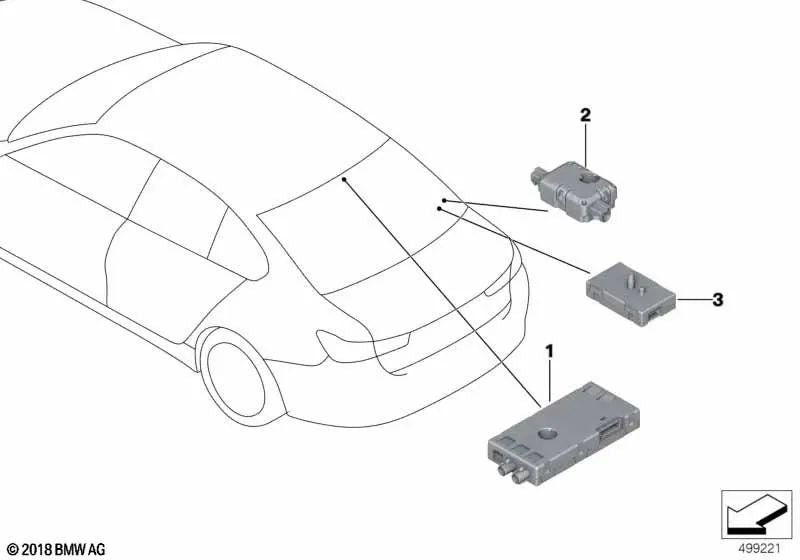 Antennenverstärker für BMW 3er G20, G20N (OEM 65205A67754). Original BMW