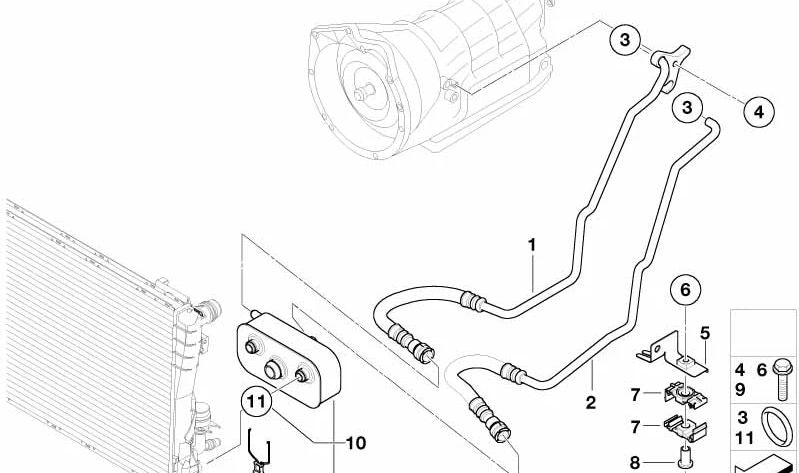 Oil Cooler Return Pipe for BMW Z4 E85 (OEM 17127514415). Original BMW