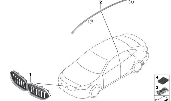 Rejilla Decorativa Frontal para BMW F44 (OEM 51135A39376). Original BMW