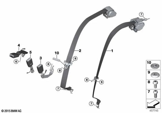 Correa inferior trasera derecha para BMW G11, G11N, G12, G12N (OEM 72117435908). Original BMW