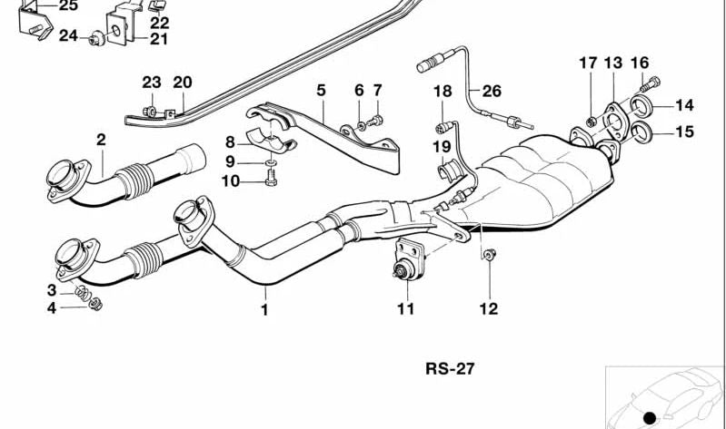 OEM Escape Tube 18301437358 per BMW E34, E32. BMW originale.