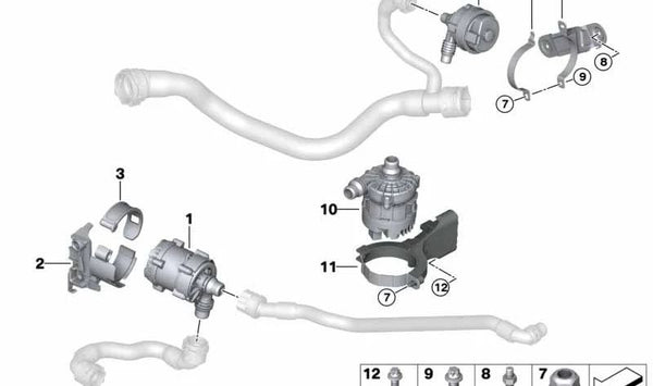 Soporte de sujeción OEM 11517935179 para BMW G42, G20, G21, G28, G22, G23, G26, G30, G31, G38, G32, G11, G12, G01, G08, G02, G05, G18, G06, G29. Original BMW.