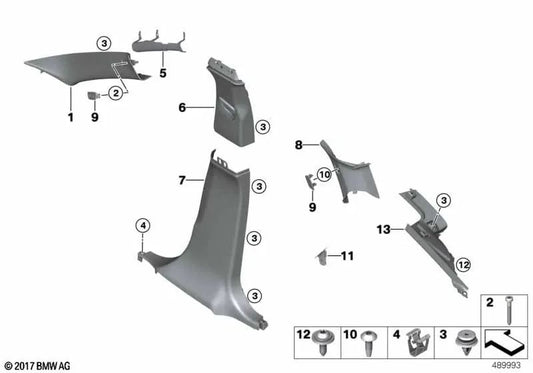 Right A-pillar trim for BMW F26 (OEM 51437363924). Original BMW