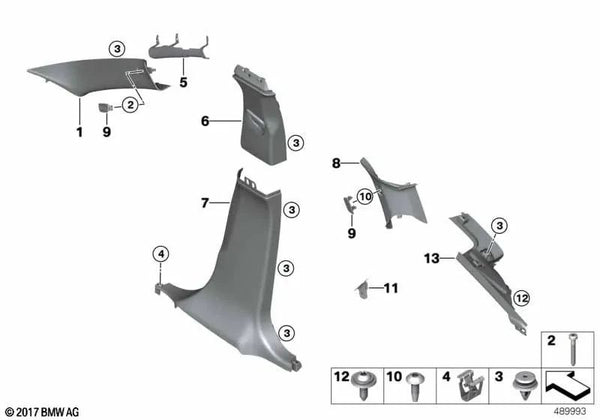 Carcasa pilar D izquierda para BMW F26 (OEM 51437363975). Original BMW