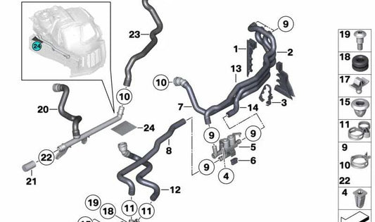 Manguera de Retorno para BMW F07, F10, F11 (OEM 64219224372). Original BMW