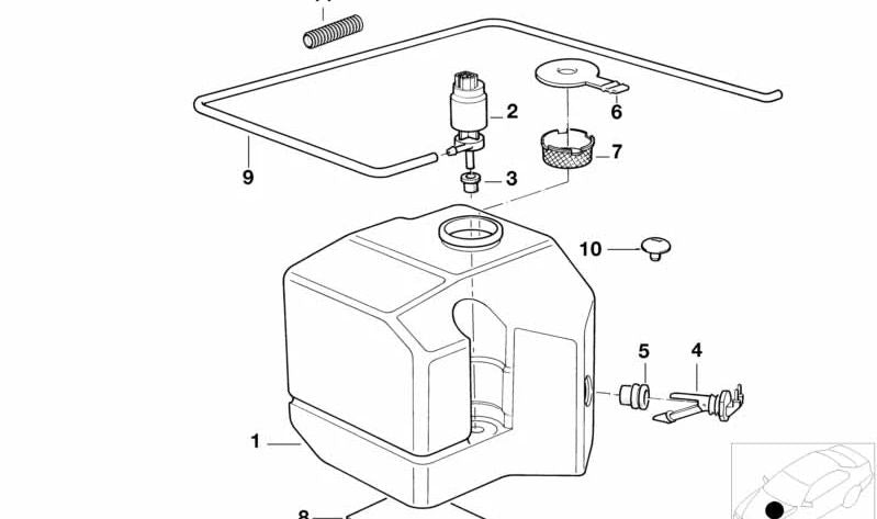 Pompe à eau pour l'essuie-glace 61661377830 pour BMW E30, E36, E34, E39, E24, E32, E38, E31, Z1, Z3. BMW d'origine.