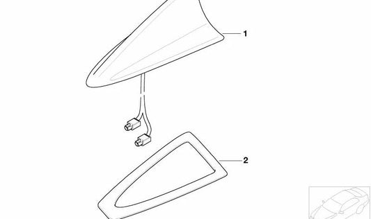 Primed multiband telephone antenna for BMW 7 Series E65, E66 (OEM 84506912136). Original BMW.