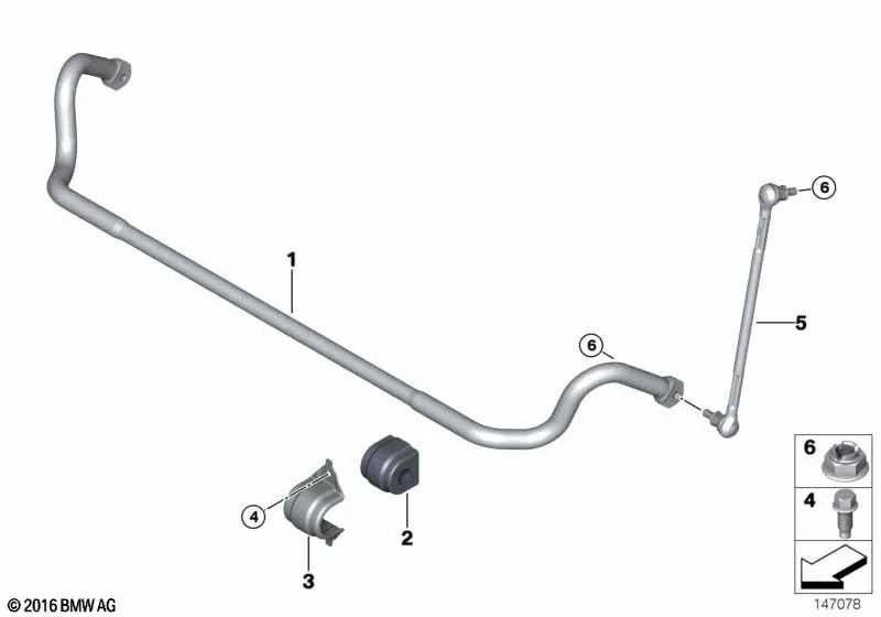 Cojinete de Goma para Barra Estabilizadora para BMW E90, E90N, E91, E91N, E92, E92N (OEM 31306778066). Original BMW.