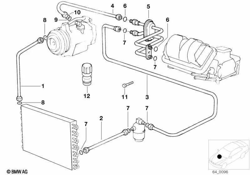 Doble tubo para BMW Serie 5 E34, Serie 7 E32 (OEM 64538390891). Original BMW