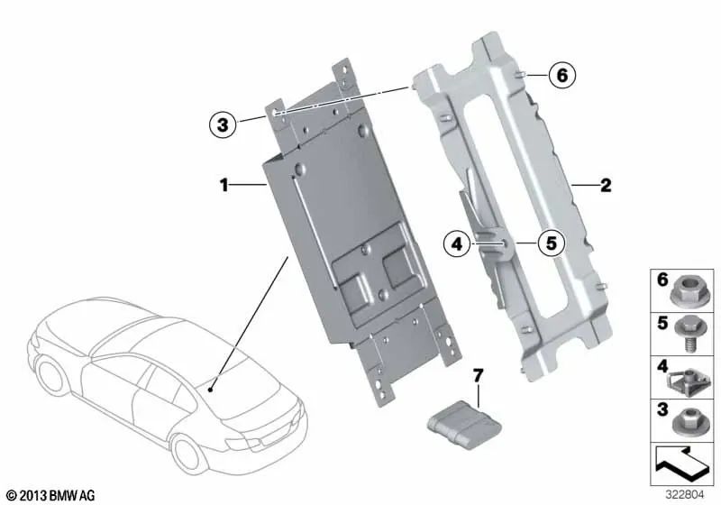 Control Unit Holder for BMW 5 Series F10, F18 (OEM 65159174271). Original BMW