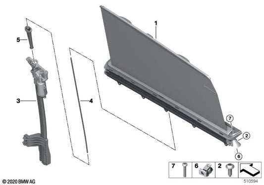 Parasol enrollable derecho para BMW G32, G32N (OEM 51357418860). Original BMW