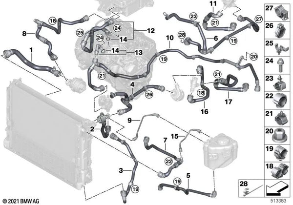 Manguera Válvula de Conmutación para BMW I20 (OEM 17128475148). Original BMW.