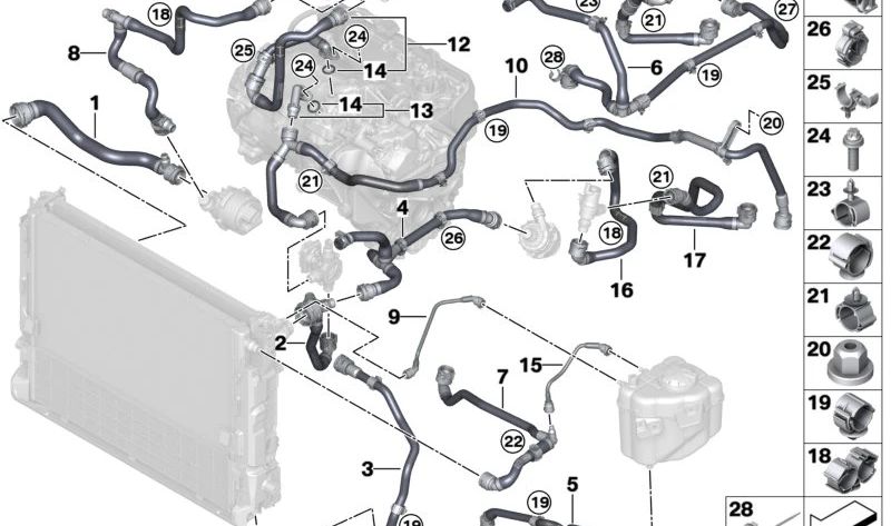 OEM 17128475131 tuyau de pompe à eau électrique pour BMW IX (I20). BMW d'origine.