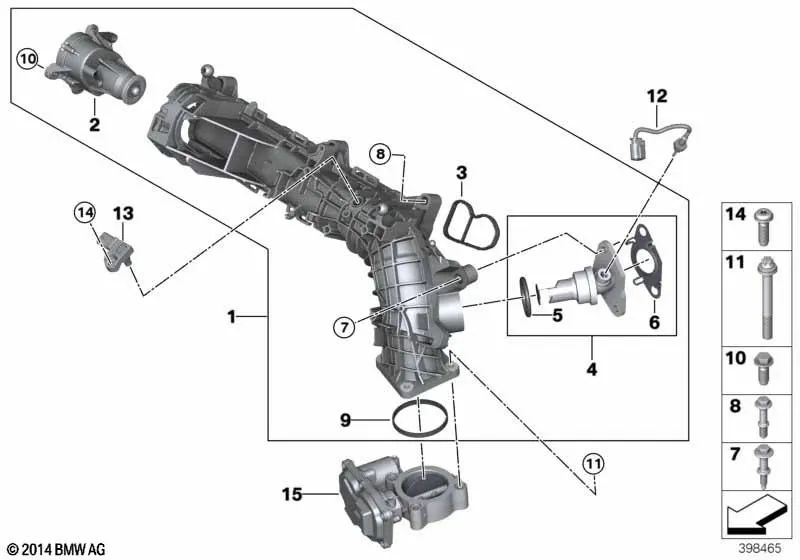 Válvula de mariposa para BMW Serie 1 F20, F21; Serie 2 F22; Serie 3 E91N, E92N, E93N, F30, F31, F34; Serie 4 F32, F33, F36; Serie 5 F07, F10, F11; Serie 6 F06, F12, F13; Serie 7 F01N, F02N; X1 E84; X3 F25; X4 F26; X5 E70N, F15; X6 E71, F16; MINI R55N, R56