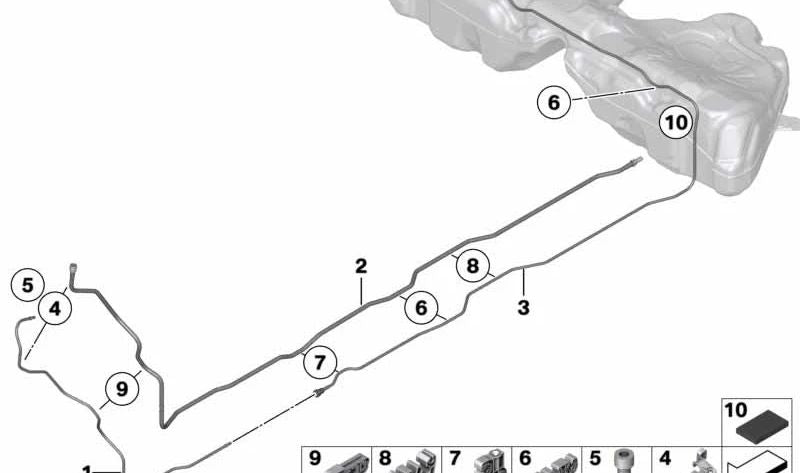 Vorlaufleitung delantera para BMW Serie 5 F07, F10, F11, Serie 6 F06, F12, F13 (OEM 16127205299). Original BMW