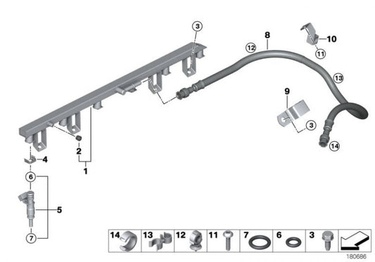 Manguera Tubo Flexible De Combustible Para Bmw E6X. Original Recambios