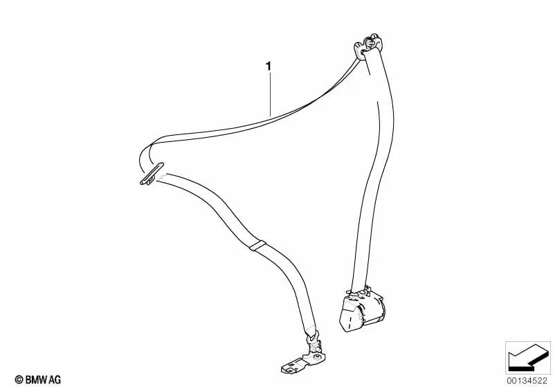 Obergurt vorne rechts mit Kraftbegrenzer für BMW E90N, E91N (OEM 72117226650). Original BMW.