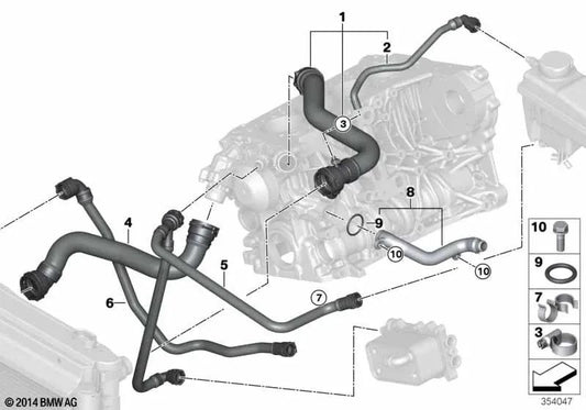 Manguera del refrigerante para BMW Serie 5 E60N, E61N (OEM 17127799751). Original BMW