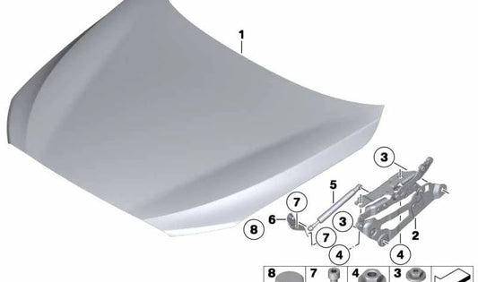 Front hood hinge left for BMW F07, F07N (OEM 41617229635). Original BMW.