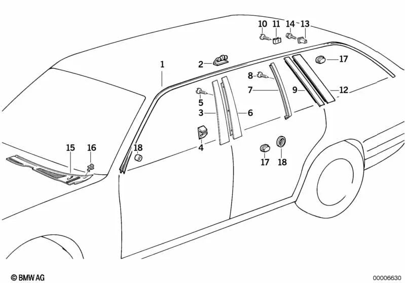 Tuerca de chapa para BMW Serie 5 E34, E61 (OEM 51348149251). Original BMW.