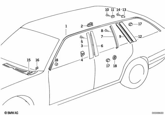 Tuerca de chapa para BMW Serie 5 E34, E61 (OEM 51348149251). Original BMW.