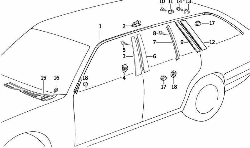 Tapa lateral izquierda OEM 51711946125 para BMW E34. Original BMW.