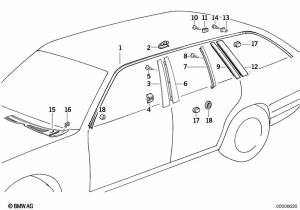 Tuerca de chapa para BMW Serie 5 E34, E61 (OEM 51348149251). Original BMW.