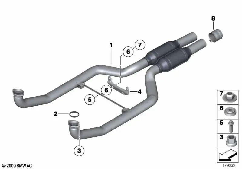 Exhaust pipes with silencer for BMW 5 Series F07, F10, F11 7 Series F01, F02 (OEM 18307646947). Genuine BMW